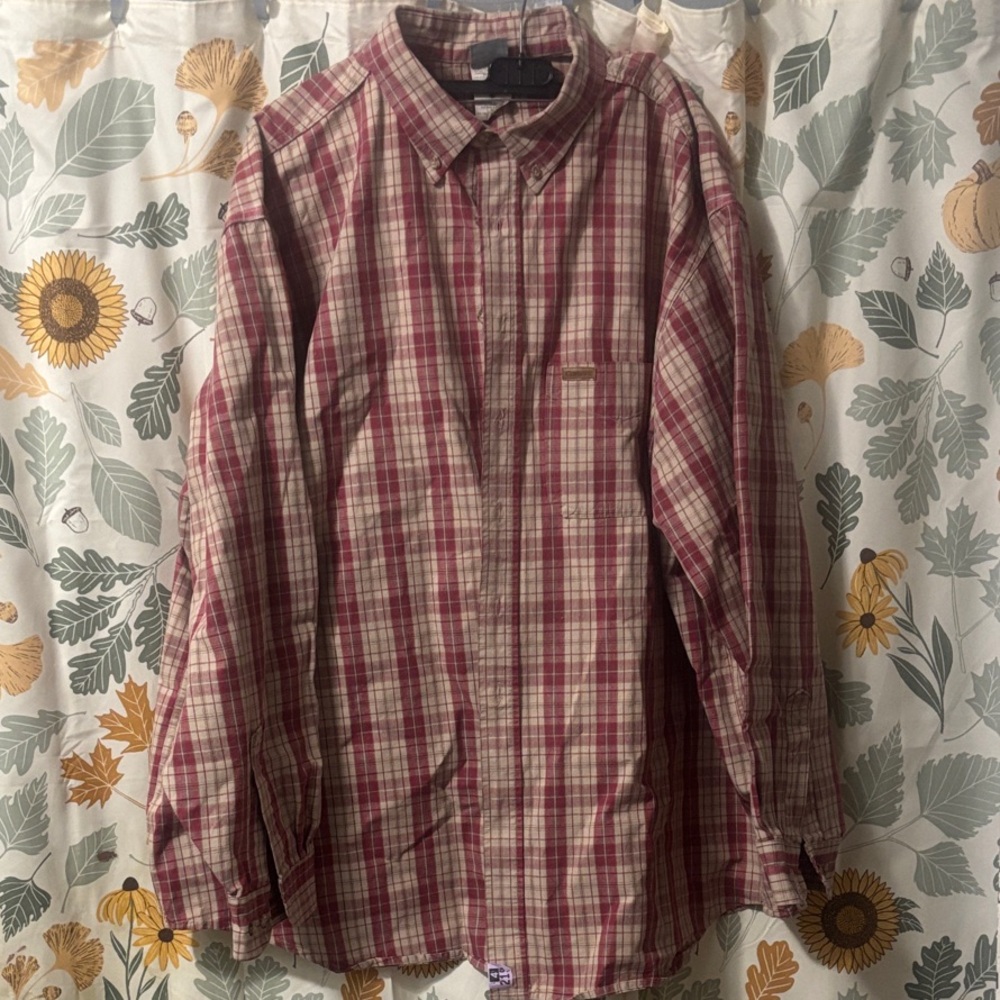Vintage Carhartt Red and Tan Plaid Men's Shirt